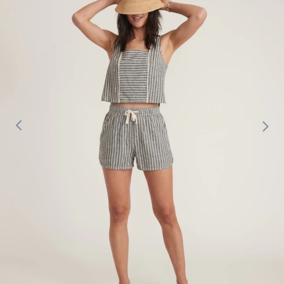 Marine Layer Pants - Marine Layer Black Cream Stripe Beach Short
